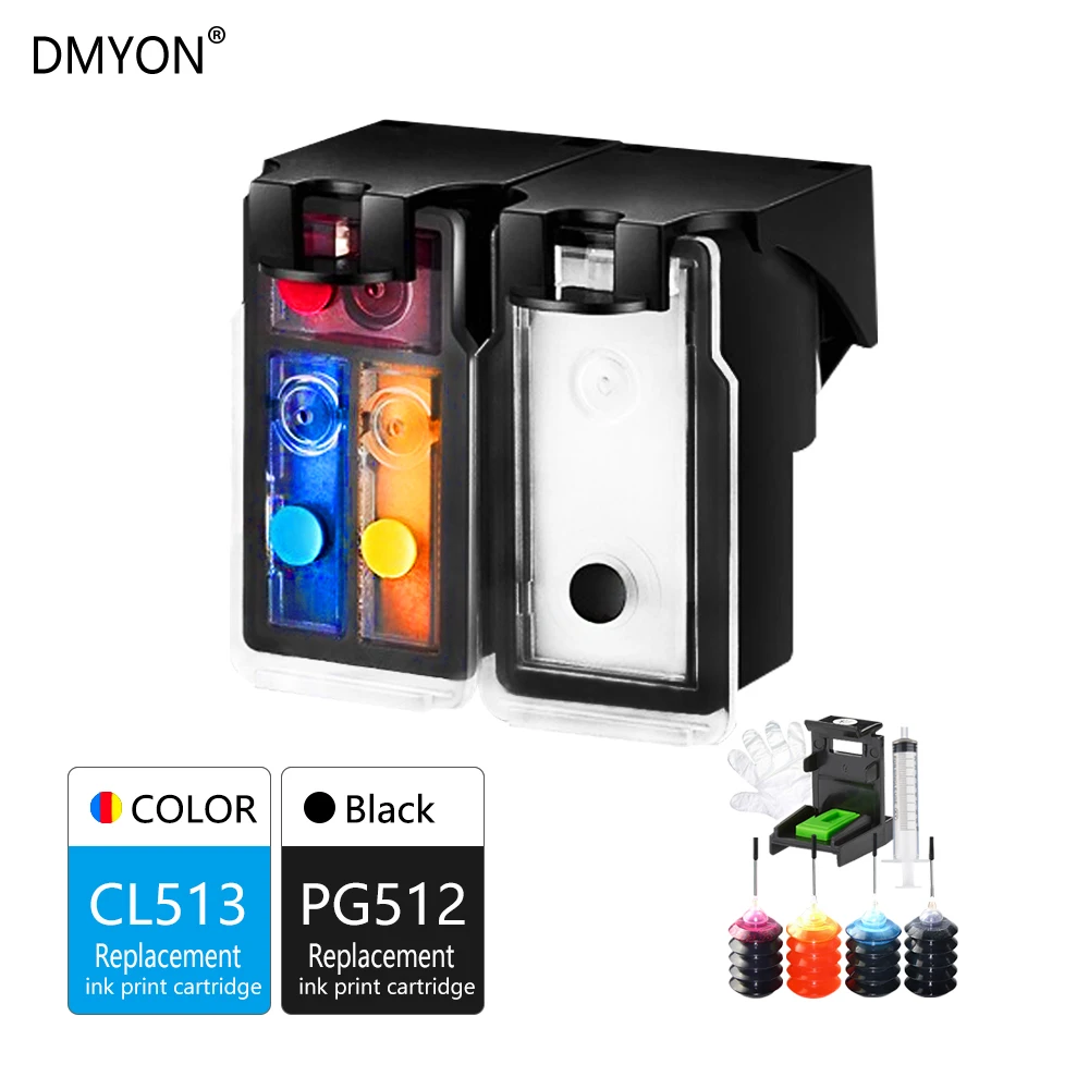 DMYON PG512 CL513 заправляемые чернильные картриджи совместимые для Canon PG512 CL513 MP240 MP250 MP270 MP230 MP480 MX350 IP2700 P2702