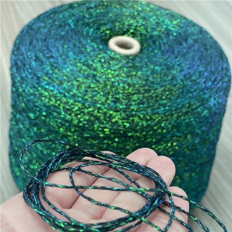 New Beautiful Shiny Gold Silver Silk Cotton Metallized Yarn Skein Tubular Hollow Crochet Yarn for Knitting Thread 500g X5345 2
