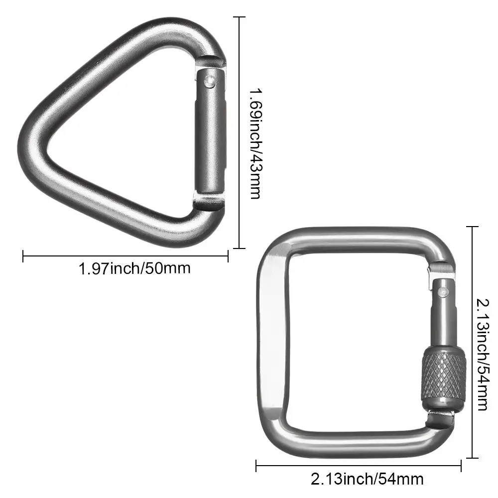 Triangle/Square Carabiner Outdoor Camping Hiking Keychain Snap Clip Hook Kettle Buckle Carabiner Outdoor Sports Accessories