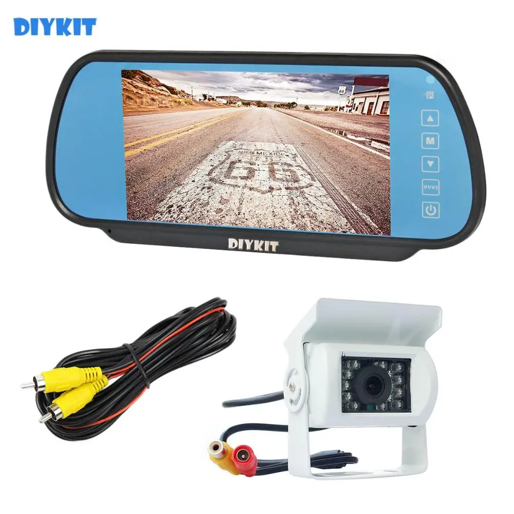 DIYKIT " HD зеркальный монитор для автомобиля водонепроницаемая CCD камера заднего вида белая для грузовика Караван Автобус фургон