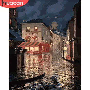 

HUACAN Paint By Number Street Drawing On Canvas HandPainted Painting Art Gift DIY Pictures By Number City Kits Home Decoration