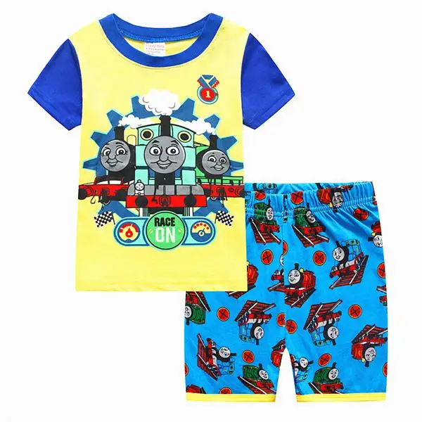 Пижама для мальчиков Детская летняя одежда детское нижнее белье футболка с буквенным принтом+ шорты одежда для сна для мальчиков и девочек комплекты пижам для малышей - Цвет: color at picture