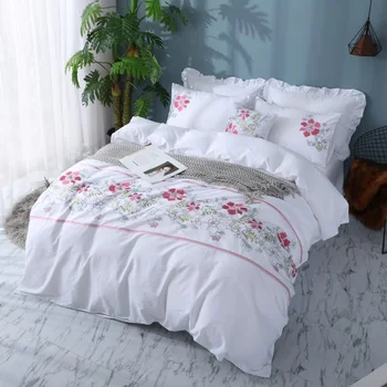 

Luxury European Bedding Sets Twin Queen King Size Bedding Set Wedding Bed Set Duvet Cover Pillowcases Bed Sets Embroidery 4PCS