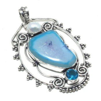 

Genuine Solar Agate Pendant Silver Overlay over Copper , Hand made Women Jewelry gift