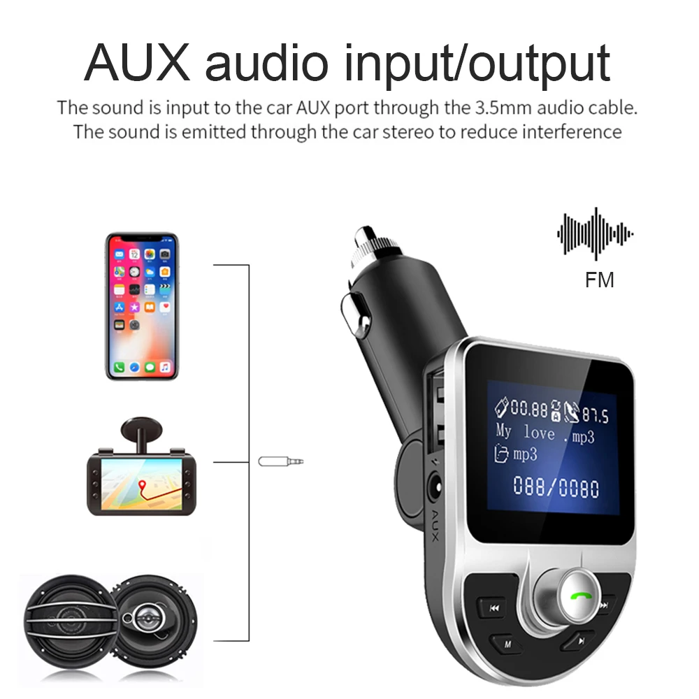 Автомобильный FM трансмиттер JINSERTA Bluetooth AUX вход/выход|fm transmitter|car fm transmitterfm transmitter