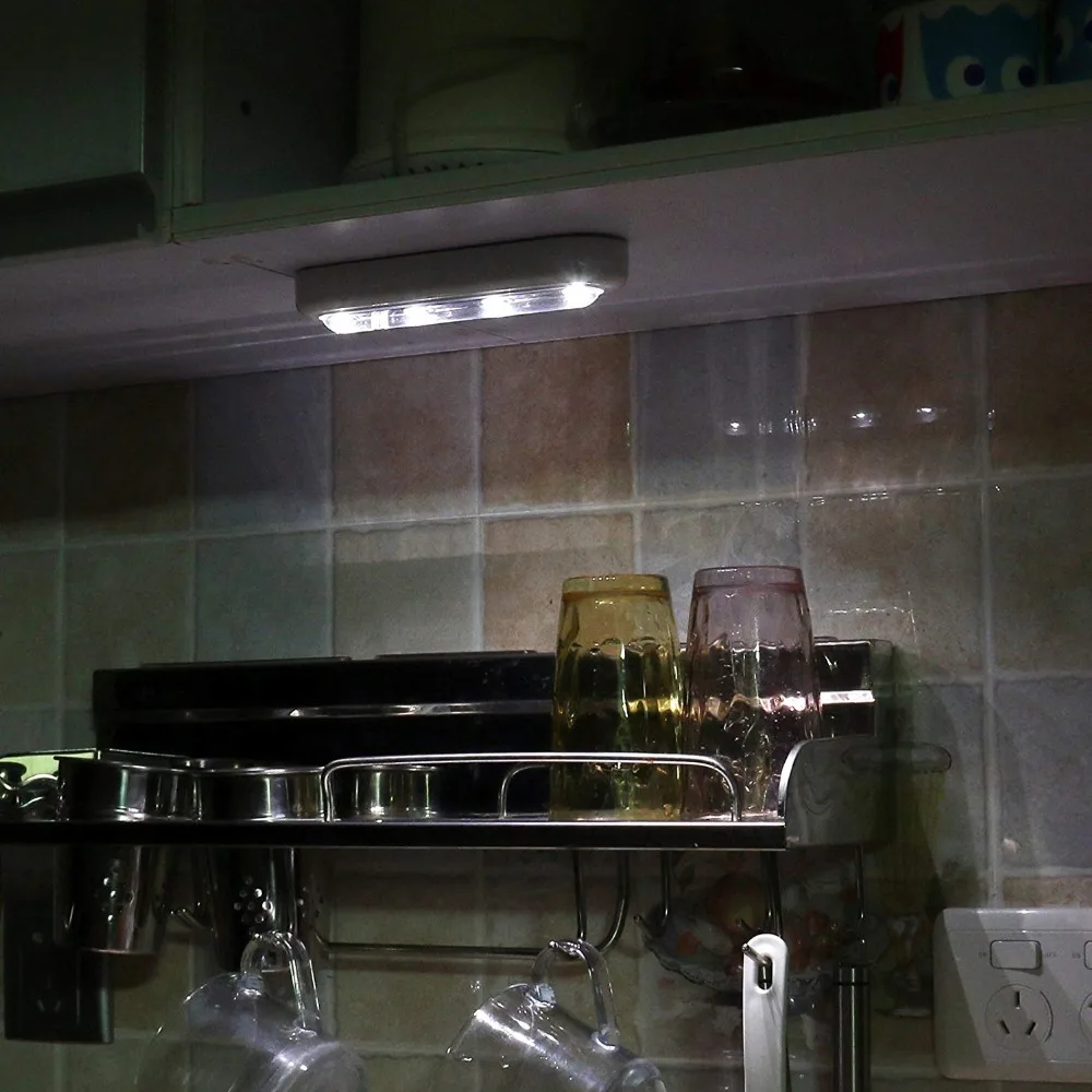 4LED беспроводной сенсорный датчик ночник лампа для шкафа кабинетный гараж Attics лестница ночник домашний интерьер батарея работает