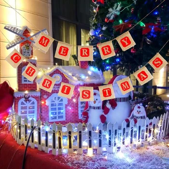 

Christmas Decoration Pull Flag Christmas Sackcloth Banner Decorations Party Garland Bar Wall Decoration Christmas Decorations