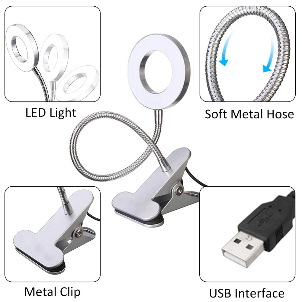 USB Перезаряжаемые клип защиты глаз светодиодный чтения настольная лампа с