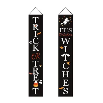 

2 Pieces Trick OR Treat Banner Halloween Porch Sign Outdoor Indoor Hanging Sign M0XD