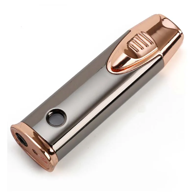 gold Газовые зажигалки, двойная прямая зажигалка, ветрозащитная зажигалка, регулируемая газовая зажигалка, аксессуары для курения - Цвет: gold