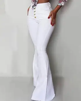 

High Waist Buttoned Bell-Bottom Pants