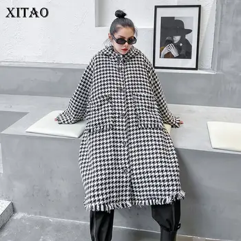 

XITAO Single Breast Blends Fashion Women Pocket Goddess Fan Full Sleeve 2020 Autumn Patchwork Goddess Fan Casual Coat ZY1403
