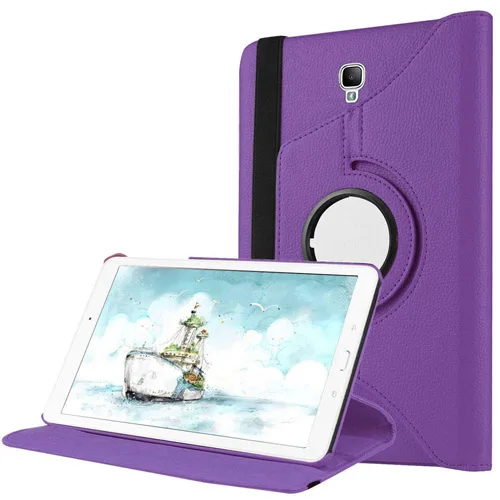 Из искусственной кожи чехол для samsung Galaxy Tab A 8,0 Крышка для samsung SM-T380 SM-T385 T380 T385 8 дюймов планшет 360 градусов вращающийся - Цвет: Фиолетовый
