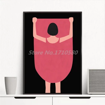 

Lovely Cute Pink Dress Skirt Girl Canvas Painting Nordic Wall Art Girlish Modern Art Decorative Wall Pictures Home Decoration
