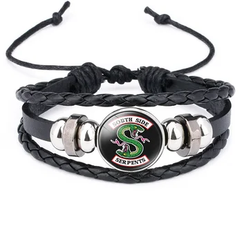 

Movie Riverdale Jughead Jones Bracelet cosplay Costumes prop south side serpents Pattern Glass wristband Hand Chain
