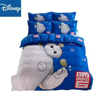

queen size Big Hero 6 Bedding Set 3/4PCS for kids blue Color Bed Sheet Soft High Quality Bed Duvet Cover Set For Kids hot sale