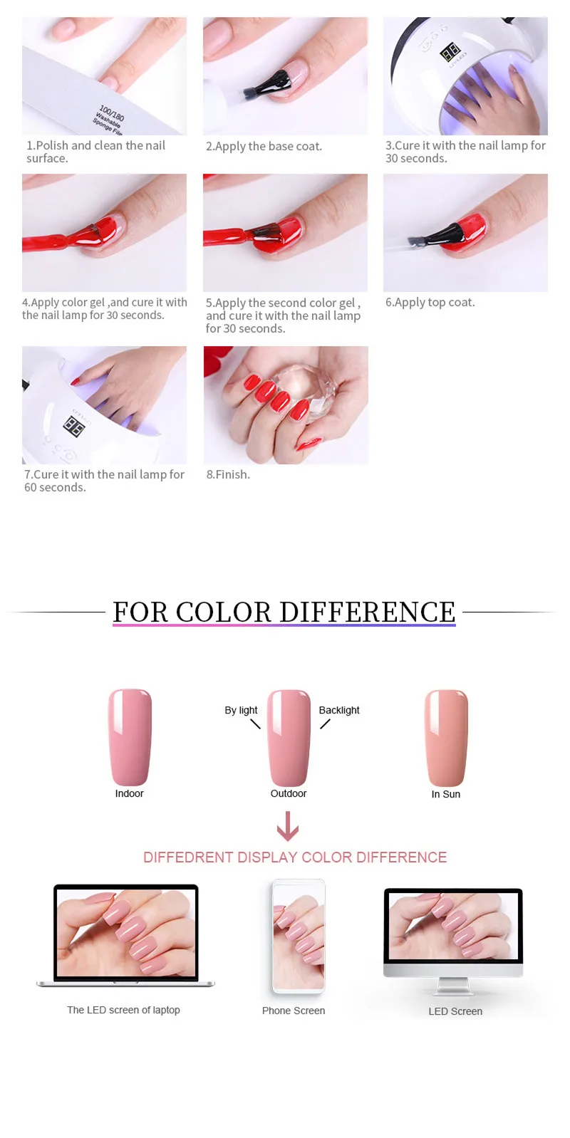 MAD DOLL 8 мл 60 разноцветный Гель-лак для ногтей лак розовый красный зеленый чистый цвет ногтей УФ-лак для ногтей лак для маникюра Гель-лак