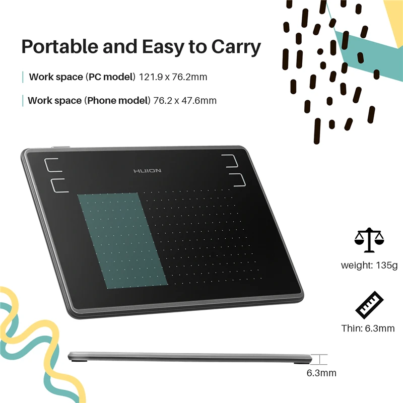 Tablet Gráfico com Caneta sem Bateria Caneta para Desenho Digital Assinatura Jogo Osu Huion-h430p - Imagem 3