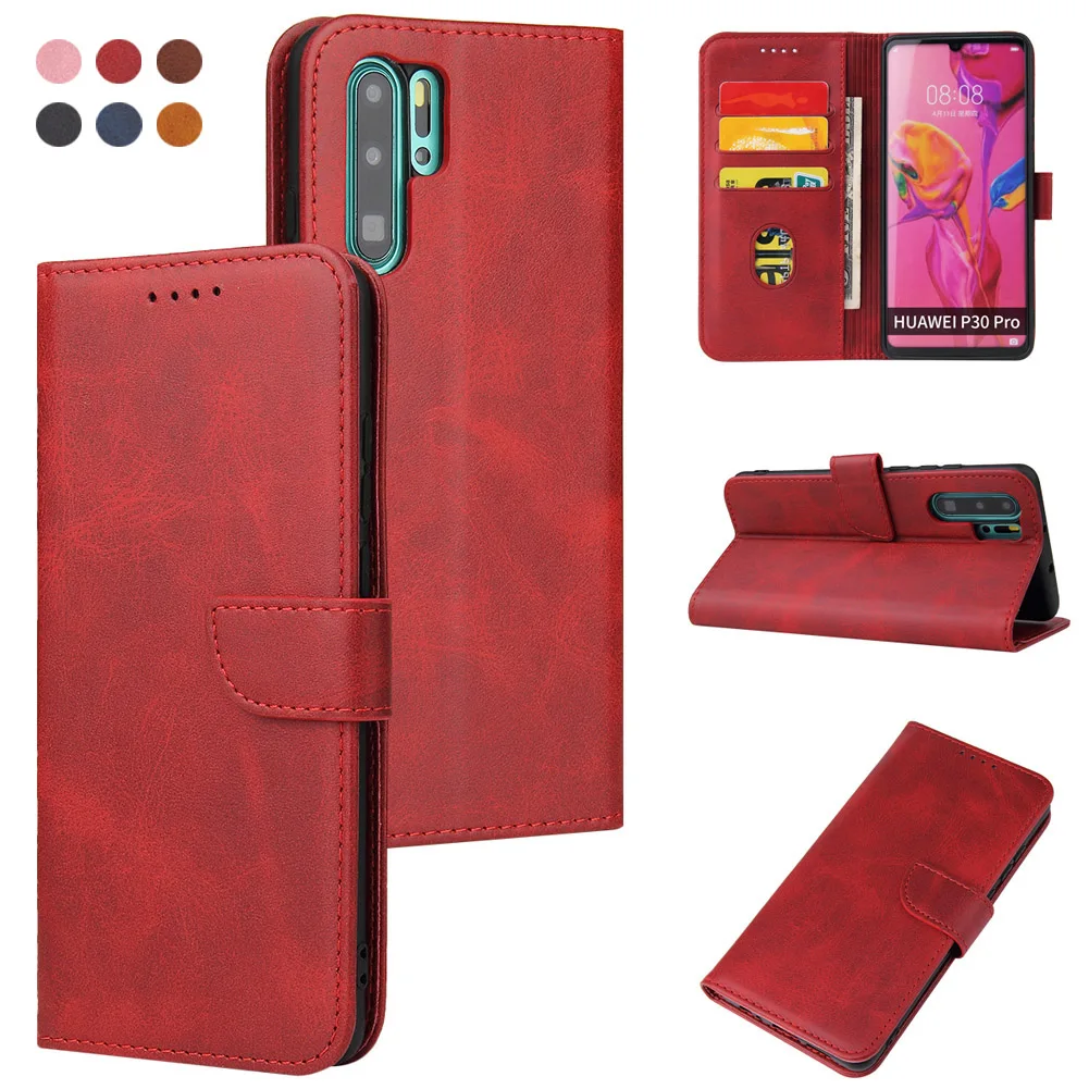 

Case For Huawei P30 Pro P40 Y9A Y7A P Smat 2021 Mate40 P50 Honor 20 Luxury Leather Calf Texture Wallet Shockproof Flip Cover