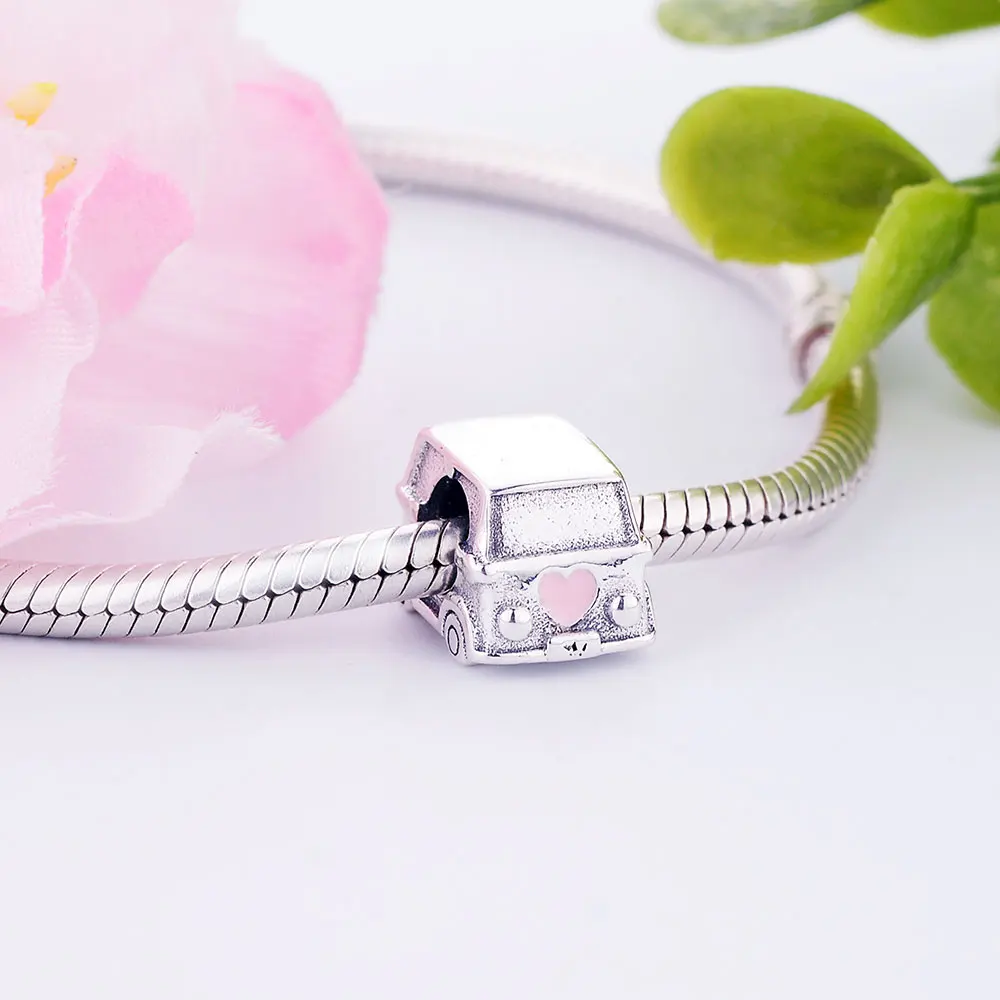 925 серебро розовое эмалированное сердце автомобиля бисера подходят Pandora Шарм браслет делая ювелирные изделия больницы Медсестры Медицинский Berloque