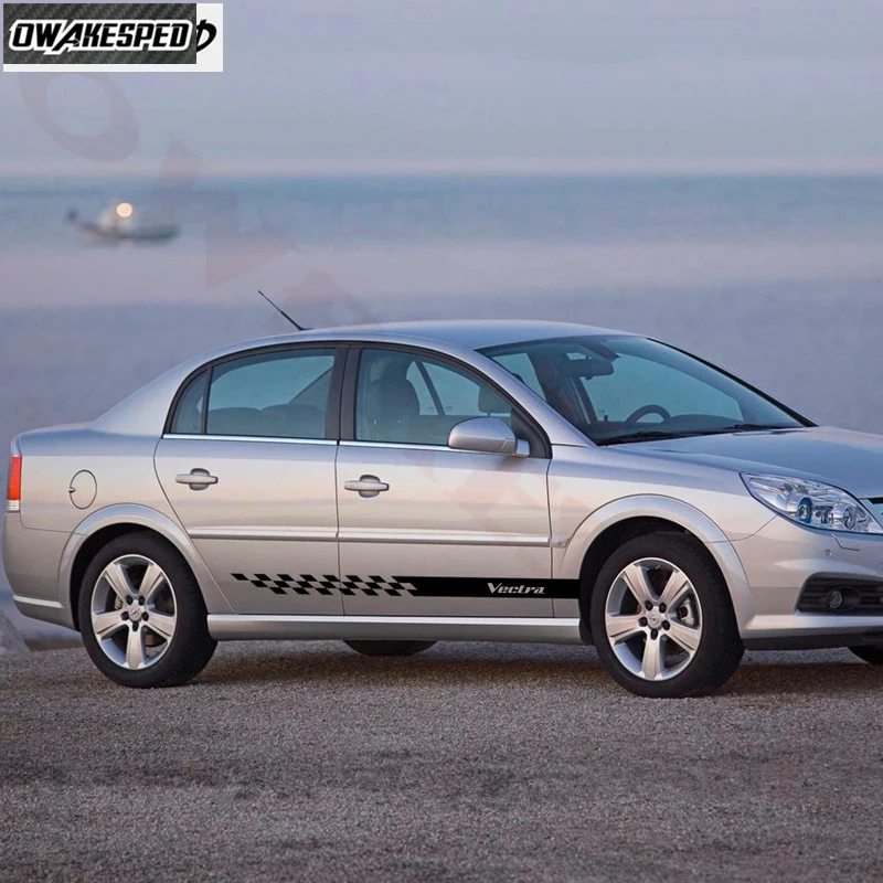 For-Opel Vectra Racing Sport Stripes Car Door Side Skirt Sticker Auto Body Decor Vinyl Decal Exterior Accessories (4)