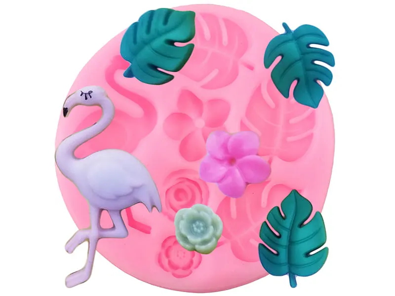 3D Фламинго тропические листья силиконовые формы черепаха лист роза Кекс Топпер помадка украшения торта конфеты глина шоколадные формы