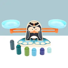 Juguete de matemáticas Montessori de madera para niños, juguete educativo Digital de matemáticas, pingüino, Escala de equilibrio, juego de matemáticas, juguetes de aprendizaje