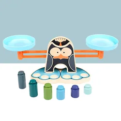 Madeira montessori matemática brinquedo balança equilíbrio digital educacional matemática pinguim balanceamento escala número jogo de tabuleiro crianças aprendizagem brinquedos