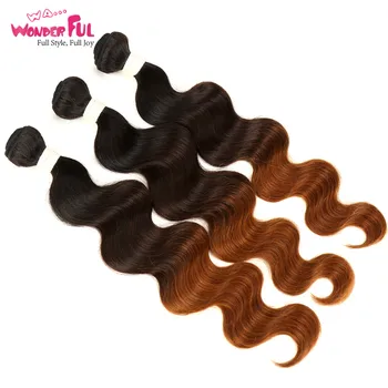 

WA...WONDERFUL Body Wave 10-22 Inch M Remy Peruvian 100% Human Hair 1B/4/27# 1B/4/30# Ombre Hair Extensions 3 Bundles Deal