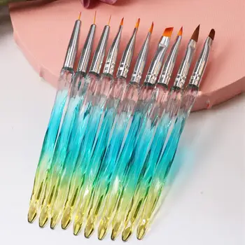 

10Pcs Professional Manicure UV Gel Brush Pen Transparent Acrylic Nail Art Painting Drawing Brush Phototherapy Tools