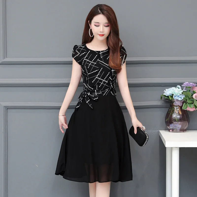 Женские вечерние платья с принтом в стиле ретро Стильные повседневные до колена