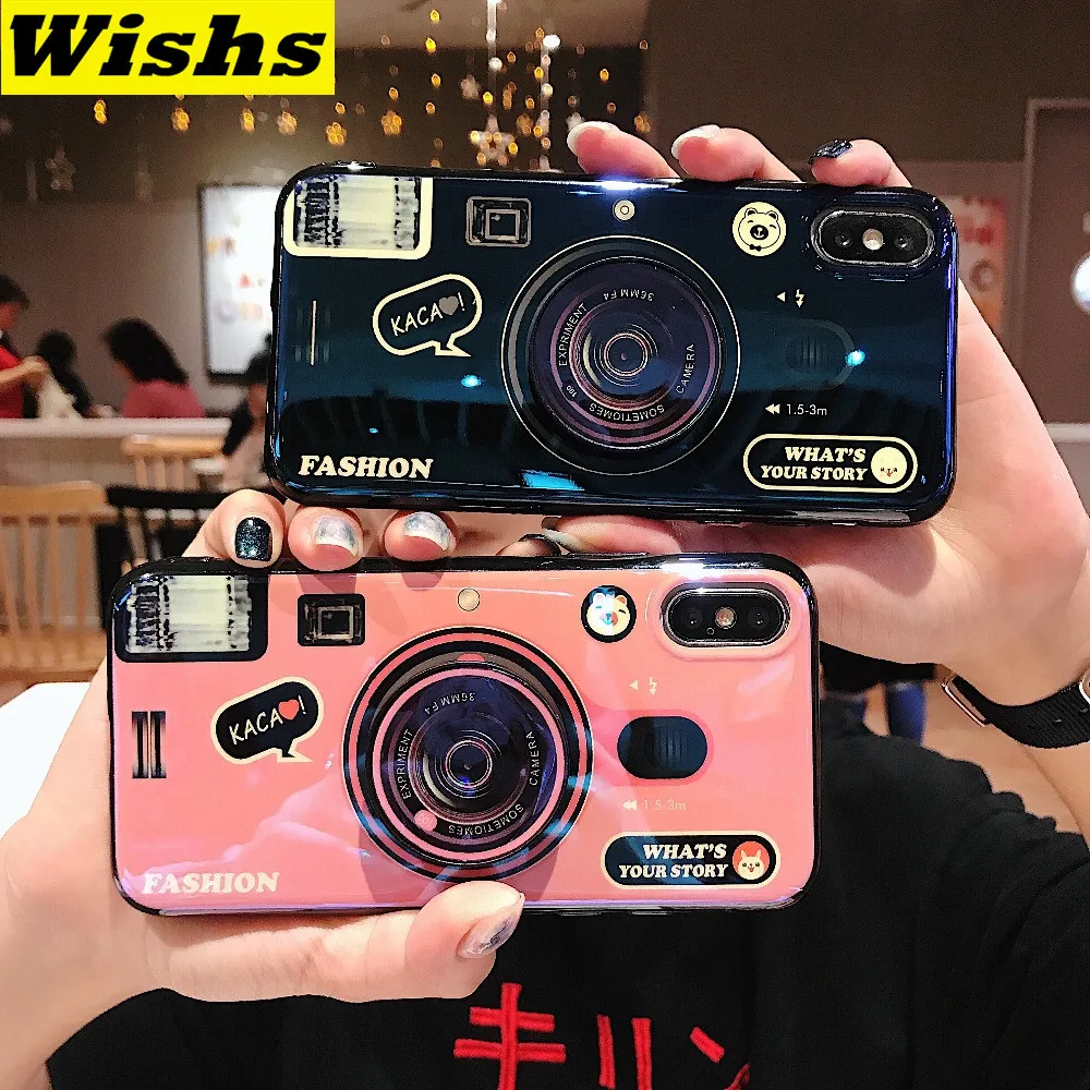 

For iPhone 11 Pro Max Retro camera Air Bag Cell Phone Bracket Blue Light IMD Case For iPhone Xs XR Xs Max X 6 6s 7 8 Plus case