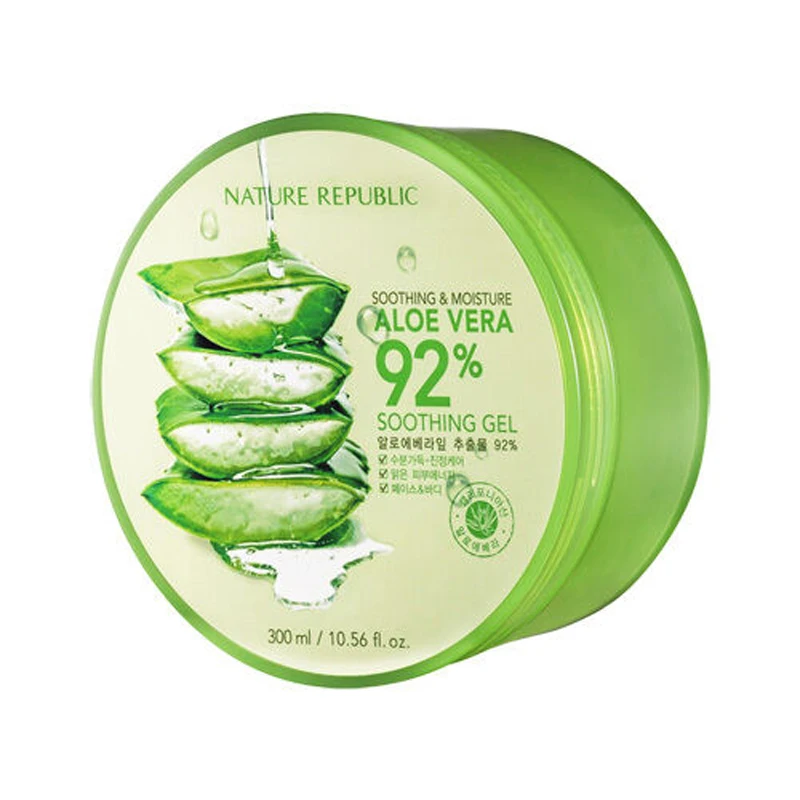 Original NATURE REPUBLIC Soothing Moisture Aloe Vera 92% Soothing Gel 300ml Day Cream Acne Treatment Sunscreen Face Cream [nature republic] пудровый солнцезащитный стик california aloe fresh spf 50 pa 24 г