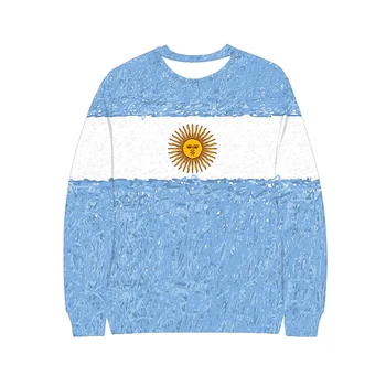 

Mexico Russia Brazil Argentina Flag Loose Round Collar Digital Print 3D Sweater XLS030