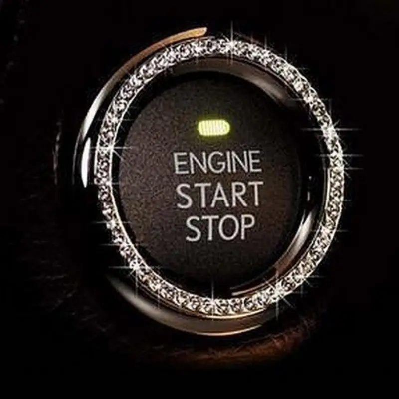 

Balight Car Decor Crystal Rhinestone Car Bling Ring Emblem Sticker For Auto Start Engine Ignition Button Key