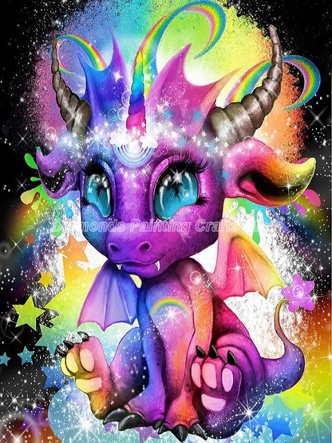 5D Diy AB Diamond Painting Baby Dragon Multicolor Diamont Embroidery Aniamls Full Square/Round Mosaic Pictures Home Decoration 