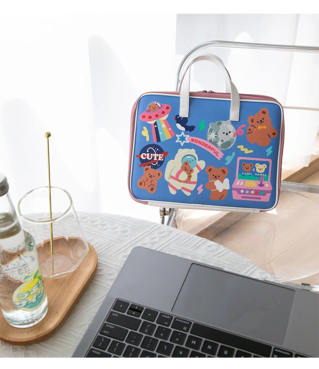 Cute Laptop Bag 11 12 12.9 13.3inch Mac Case Kawaii Korea Women Zipper Bags Travel Business Portable Document Bag Girls Handbag