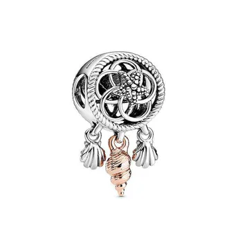 

2020 New Real 925 Sterling Silver Beads Openwork Shell Dream Catcher Charms Fit Original Bracelets For Women DIY Jewelry Making