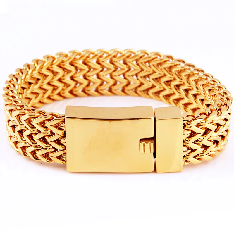 Женские шикарные Панк ювелирные изделия тяжелые 22 мм ширина Прохладный 316L из нержавеющей стали мужские золотые тон Фигаро цепи браслеты на руку