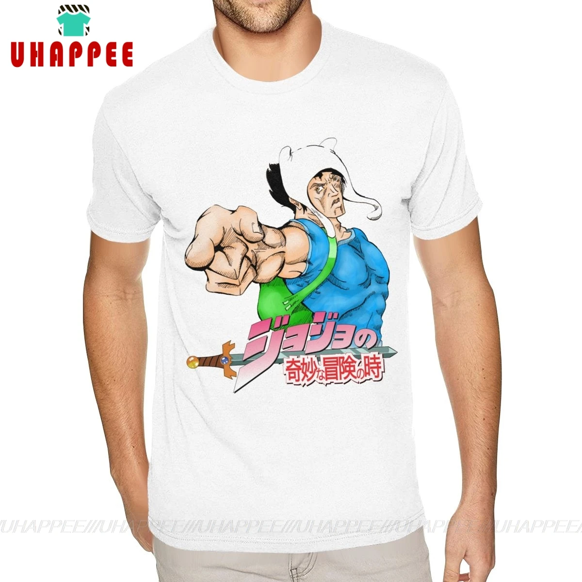Мужские необычные футболки Jojo's Adventure Time белые хлопковые с коротким рукавом и