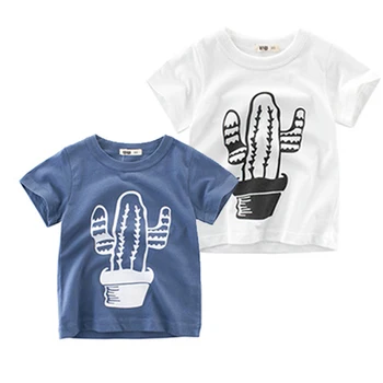

Kid Boy Clothes Boy Summer Top Short Sleeve Cartoon Cute Cactus Pattern Wild Fashion Top Clothes 1-10T