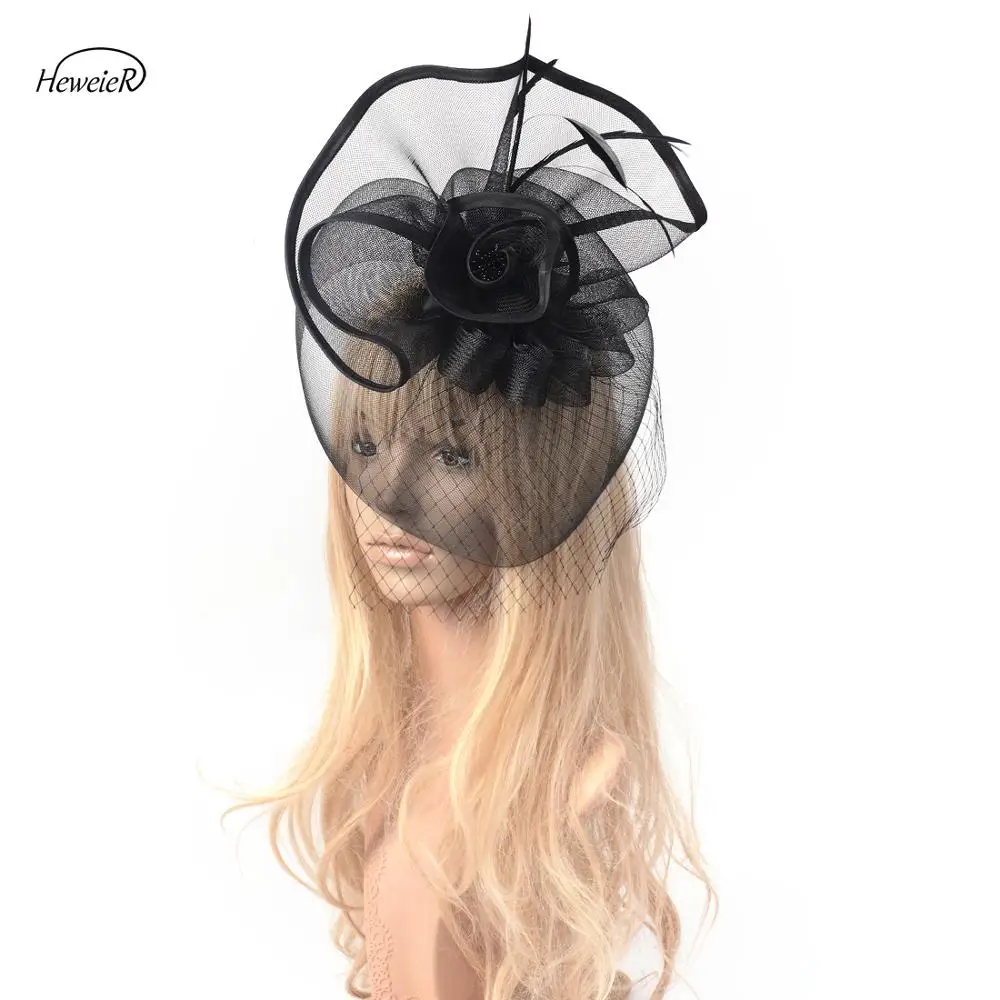Новинка женские перьевые сетчатые вуали вуалетки головные уборы Ascot Коктейльные