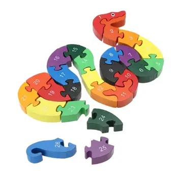 

Kids Puzzle Toys Children Learning Toys Puzzle 26 English Alphanumeric Lovely Snake Shape Wooden Puzzle Educational Toy