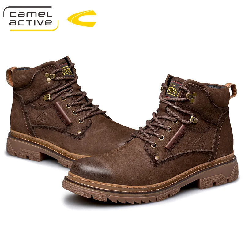 Мужские ботинки с высоким берцем Camel Active коричневые уличные из натуральной кожи в