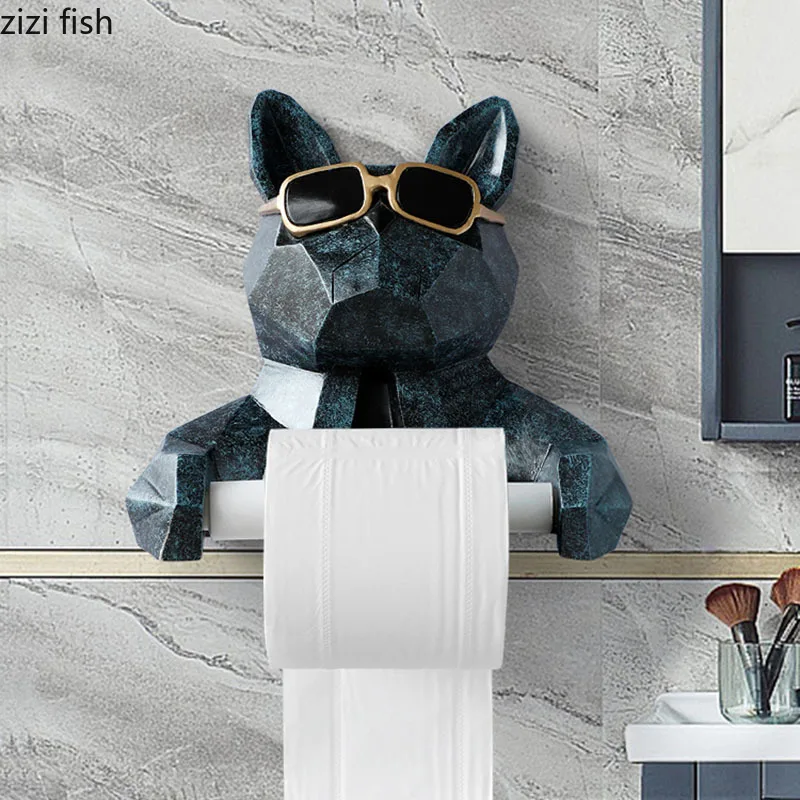 Resin Cat and Dog Tissue Holder Box Toilet Tissue Holder Toilet
