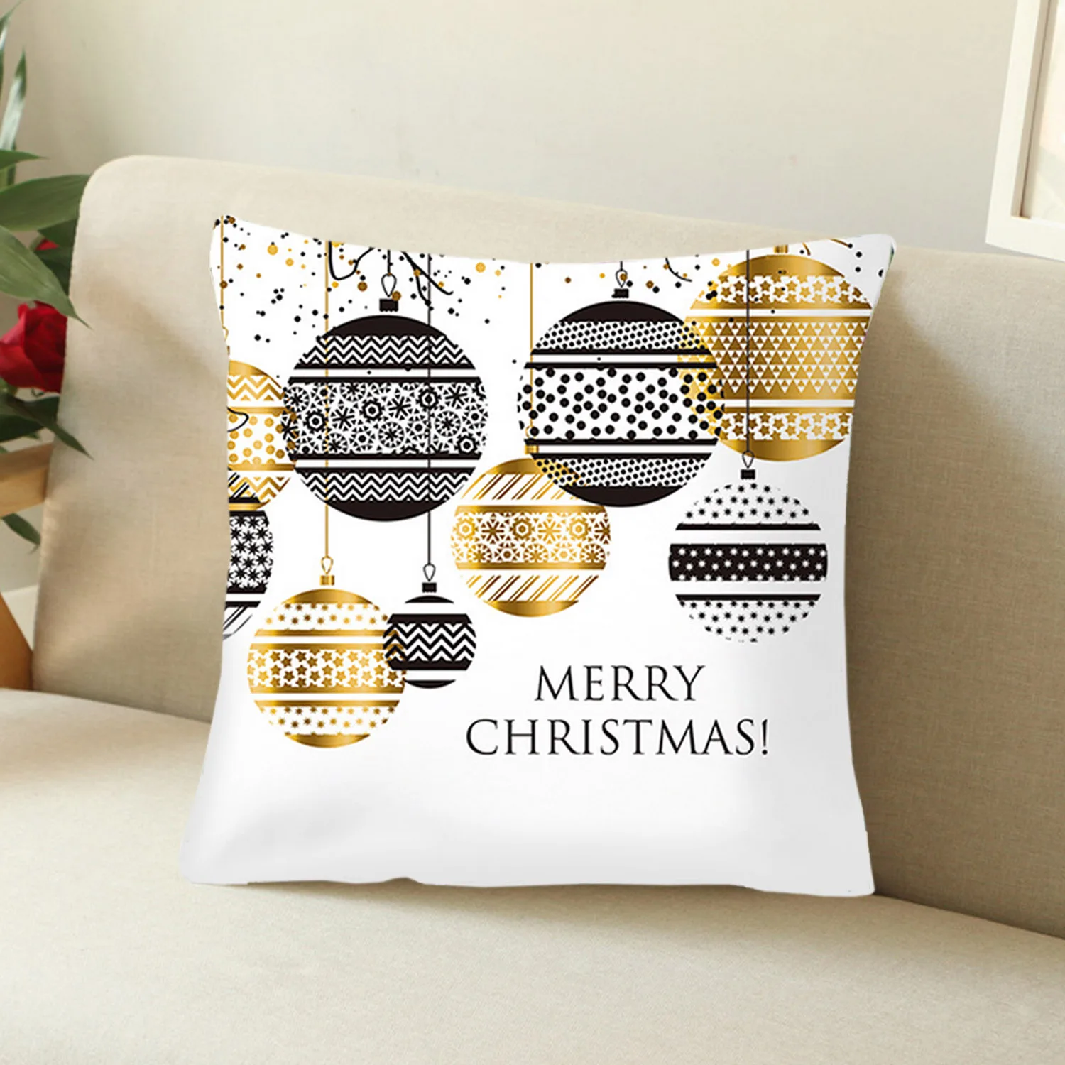Behogar Merry Christmas, квадратная наволочка для подушки, чехол для подушки, чехол для подушки на Рождество, вечерние, для дома, офиса, дивана, украшения