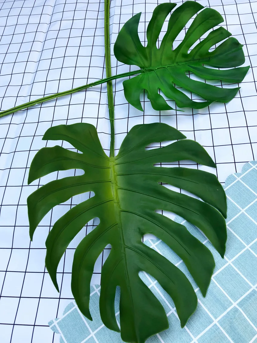 Искусственный Monstera ветка Пальма папоротник черепаха лист 70 см длинный мягкий клей искусственная листва листья для украшения дома Пальмовые Листья