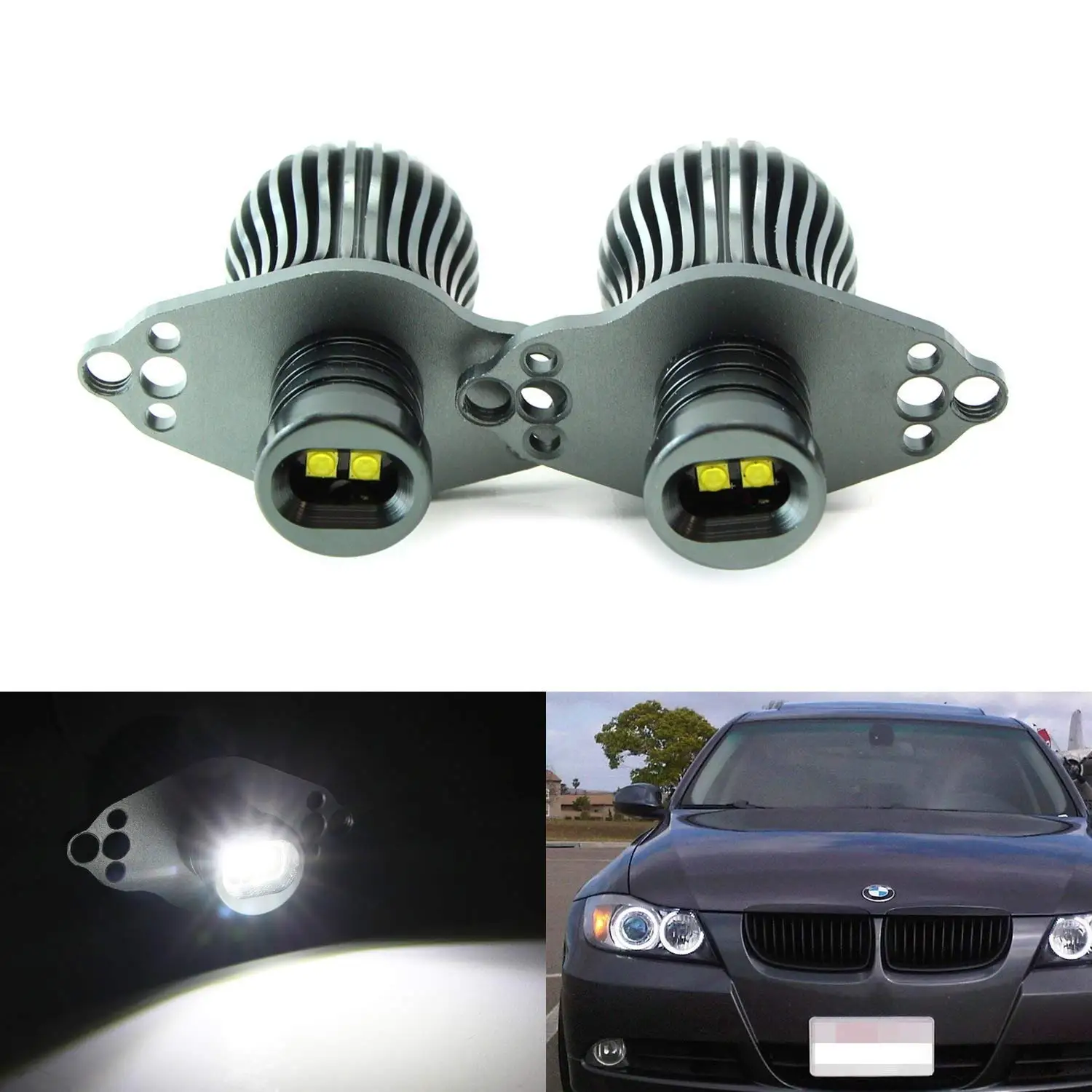 Luci Posizione LED Bianco Ghiaccio 6000K Per BMW E90 Kit Lampade LED Angel Eyes 6000K 20W Per BMW Serie 3 E90 E91 - Xenon Bianco Ghiaccio, CANbus LED Posizione BMW 6000K - Foto 9