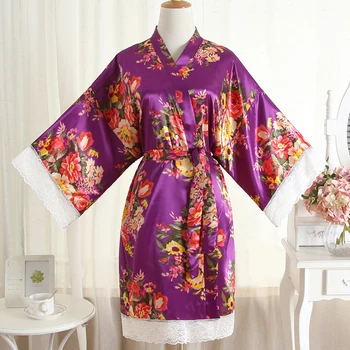 

loose Kimono Bathrobe Sexy Women Bride Bridesmaid Wedding Robe Lace Soft Sleepwear Nightwear Nightgown Home Clothing Gown