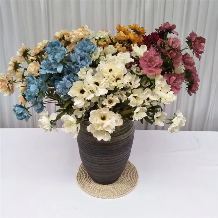 10Pcs Fake Short Stem Hibiscus 26.77" Length Simulation Hibiscuses Flowers for Wedding Home Decorative Artificial Flo